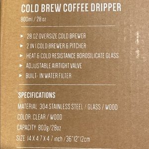Cold brew coffee driper
